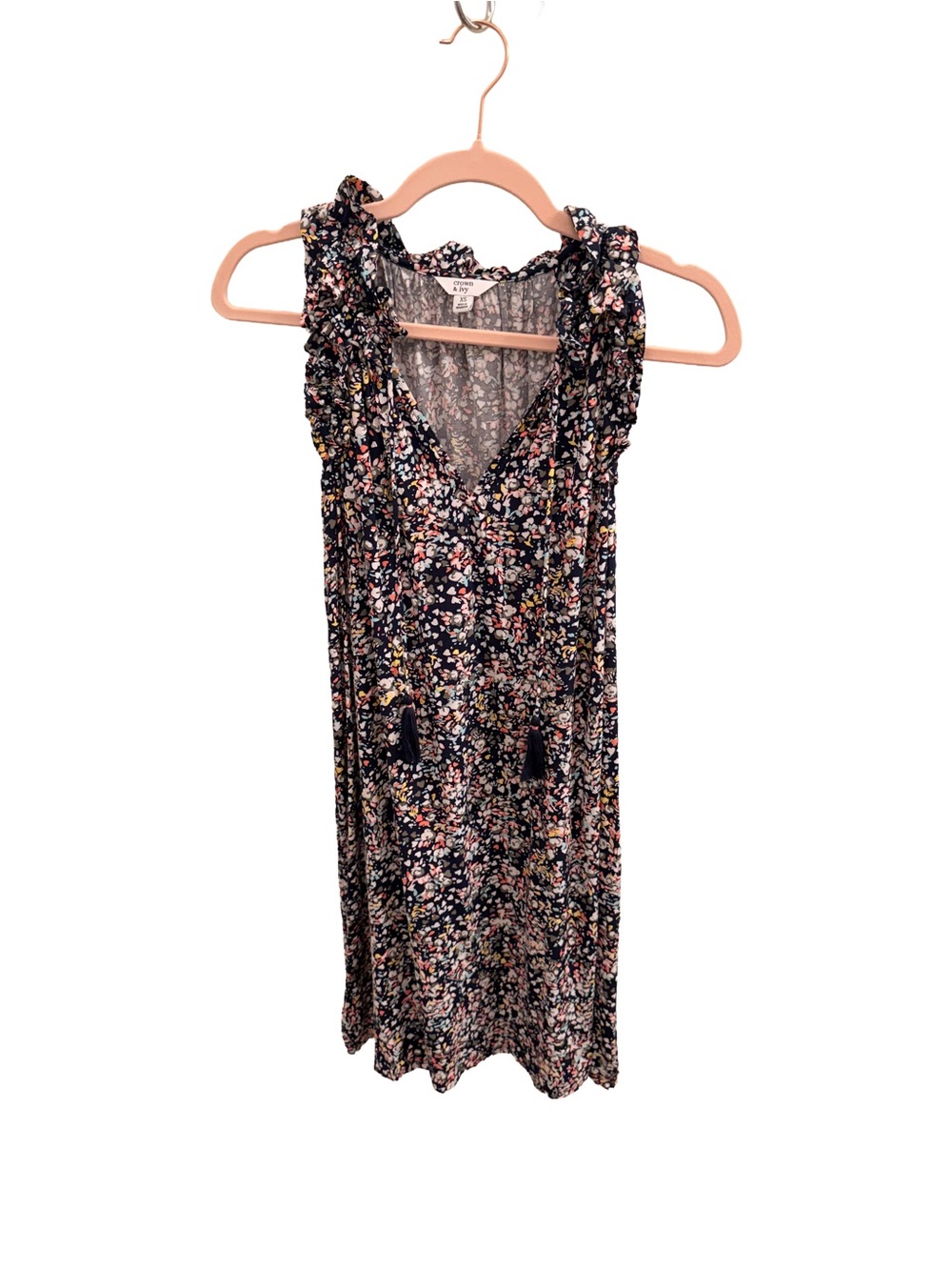 crown & ivy Navy Floral Print Sleeveless Dress